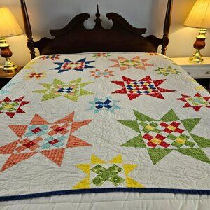 Sunshine Quilt Guild Hand Crafted Machine Quilted Twin Bed Vibrant Spring NWOT